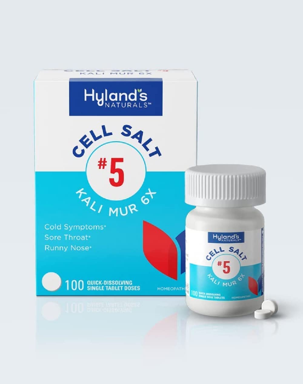 Bundle of Hyland's #4 Cell Salt Ferrum Phos 6X Tablets, Sinus Decongestant, Cold and Fever, Inflammation 100 CT and #5 Kali Muriaticum 6X, Cold Medicine and Sore Throat, Runny Nose, and Burns 100 CT - Image 5
