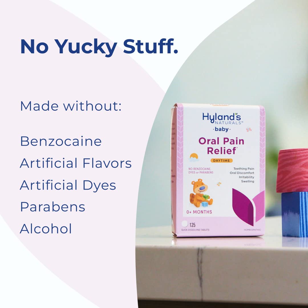 Hyland's Baby Nighttime Soothing Tablets with Chamomilla, Natural Relief of Oral Discomfort, Irritability, and Swelling, Up to 62 Doses (Pack of 1, 125 Count Total) - Image 6