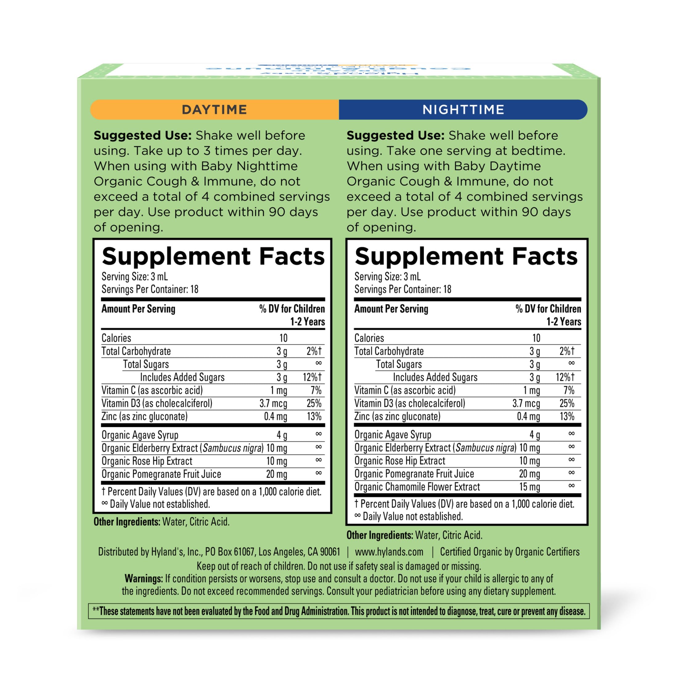 Hyland's Baby Organic Cough Syrup and Immune Support Day and Night Combo Pack, Eases Coughs, Supports Immunity, Promotes Sleep, Two 2 Fl Oz. Bottles (4 fl oz) - Image 5