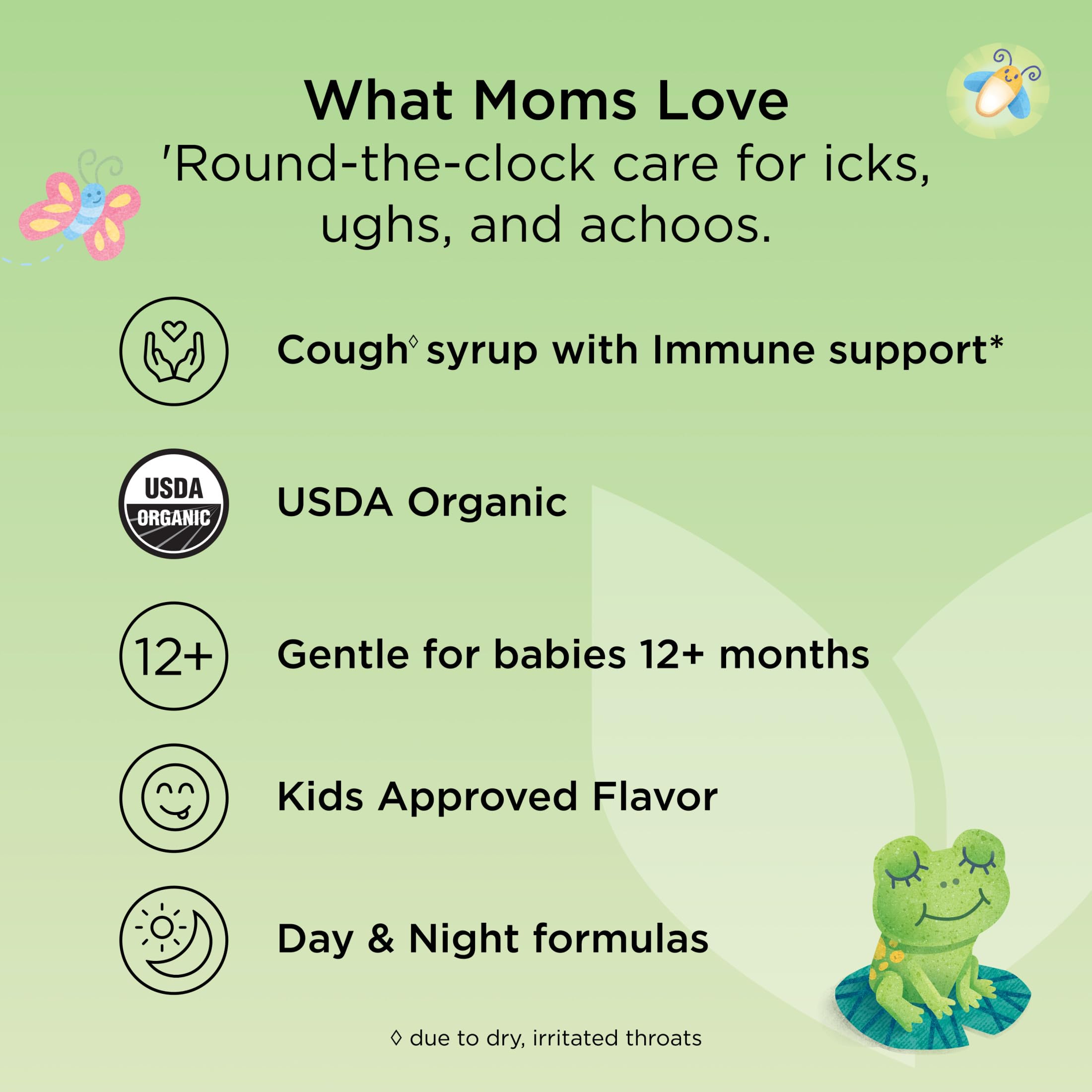 Hyland's Baby Organic Cough Syrup and Immune Support Day and Night Combo Pack, Eases Coughs, Supports Immunity, Promotes Sleep, Two 2 Fl Oz. Bottles (4 fl oz) - Image 6