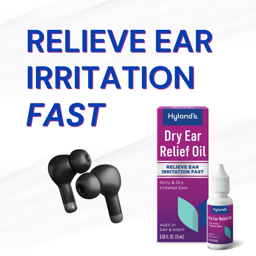 Hyland's Dry Ear Relief Oil, Relieve Ear Irritation Fast, for Itchy and Dry Irritated Ears, Ages 2 and up, Day and Night Drops, 0.5 Ounce - Image 4