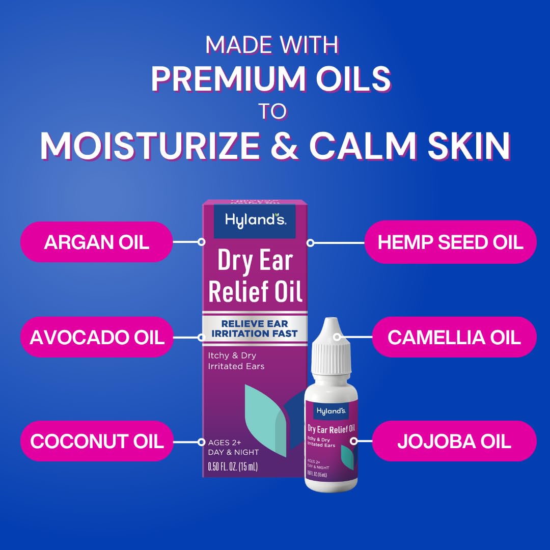 Hyland's Dry Ear Relief Oil, Relieve Ear Irritation Fast, for Itchy and Dry Irritated Ears, Ages 2 and up, Day and Night Drops, 0.5 Ounce - Image 5
