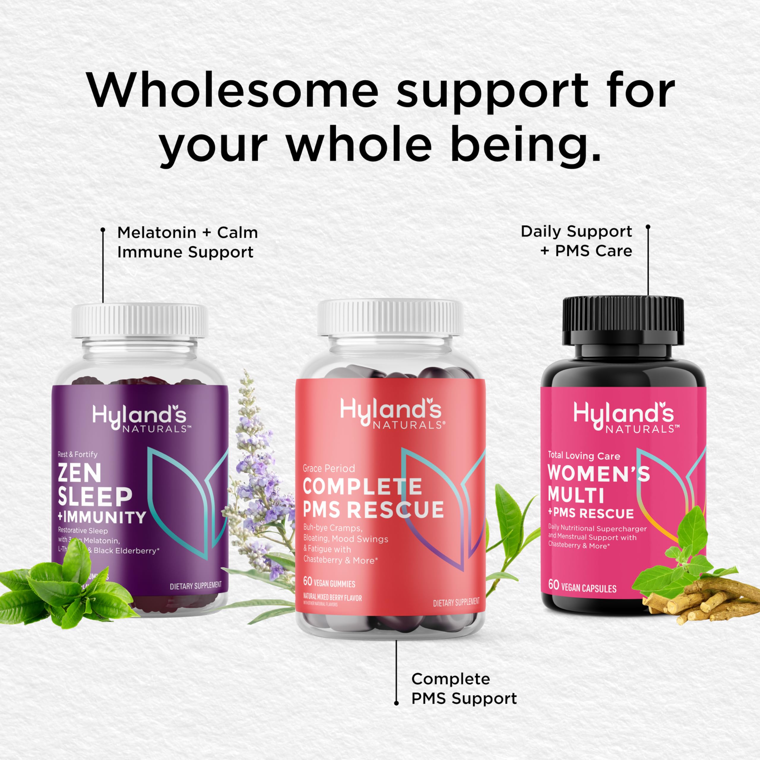 Hyland's Grace Period Complete PMS Rescue, 60 Vegan Gummies with Chasteberry and Dong Quai for Menstrual Support and B6 and B12 for Red Blood Cell Formation - Image 8