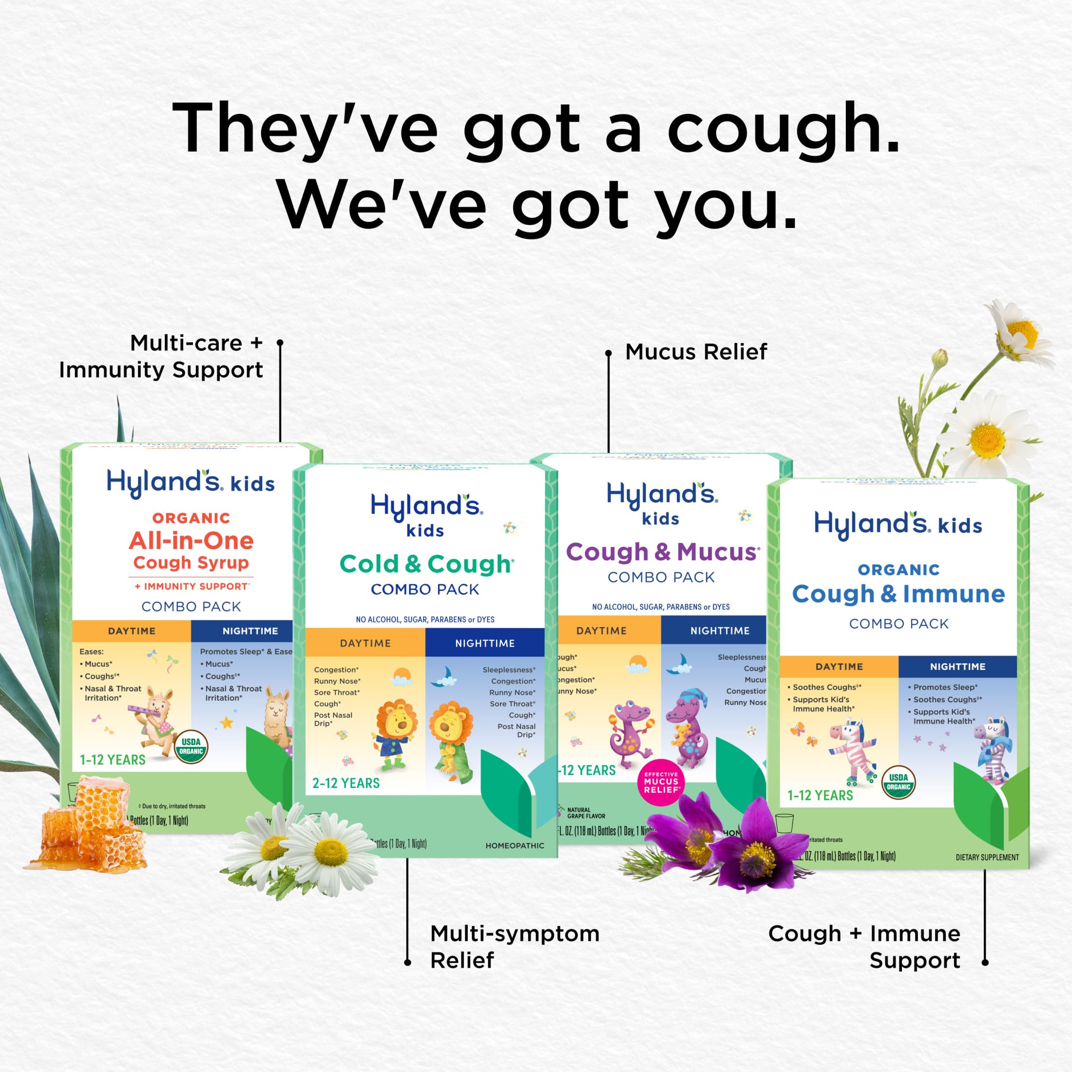 Hyland's Kids Organic Cough and Immune Day and Night Combo Pack, Eases Coughs, Supports Immunity, Promotes Sleep, Two 4 Fl Oz. Bottles (8 fl oz) - Image 7