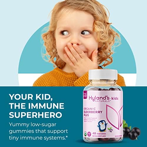 Hyland's Kids Organic Elderberry Plus Gummies, Organic Black Elderberry with ZINC and Vitamin C, Immune Support for Children, 48 Vegan Gummies - Image 8