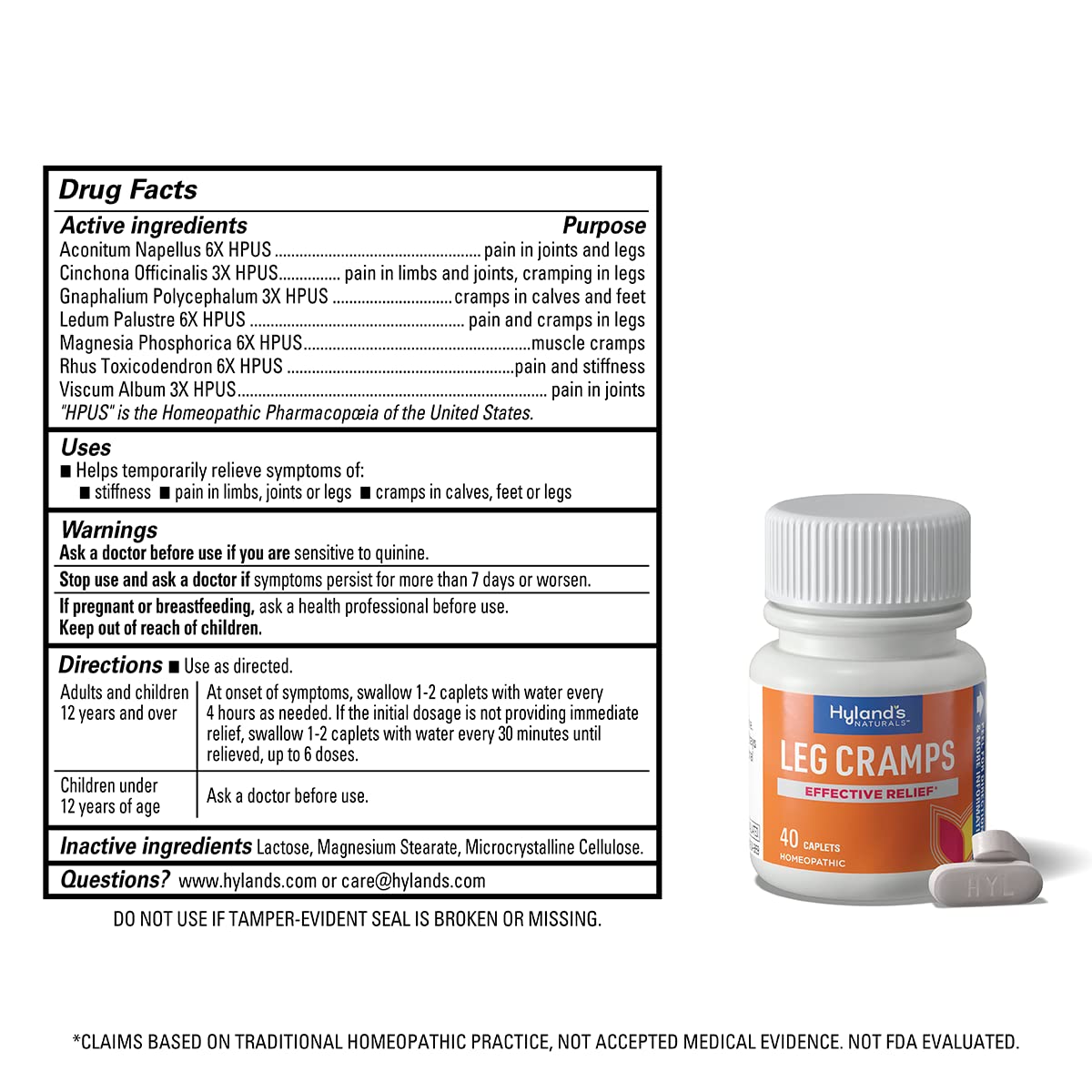 Hyland's Leg Cramps Caplets, Natural Relief of Calf, Leg and Foot Cramp, 40 Count Caplet - Image 3