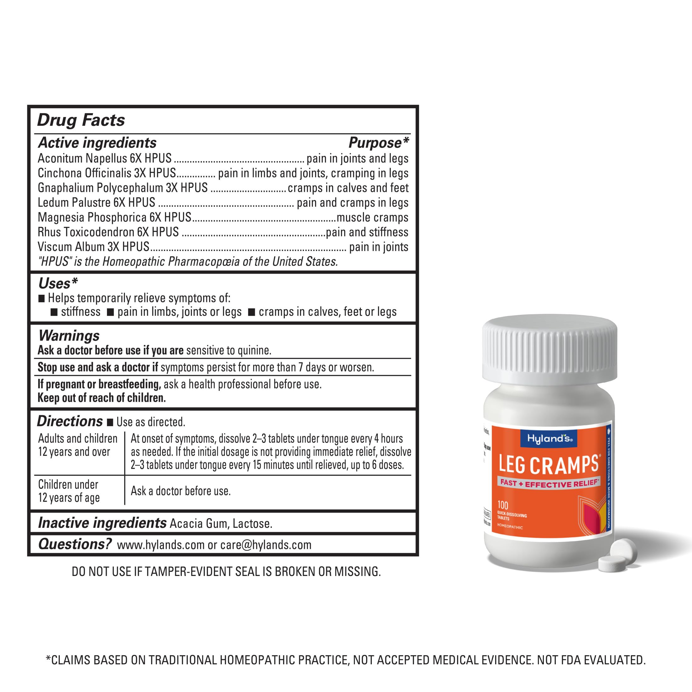 Hyland's Leg Cramps, Relief of Leg, Calf, Charley Horses, and Foot Cramps, 100 Quick-Dissolving Tablets - Image 8