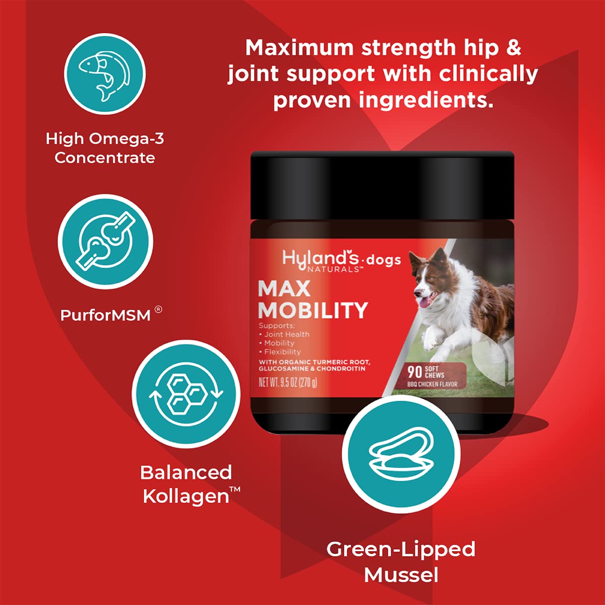 Hyland's Naturals - Dogs - Max Mobility, 90 Soft Chews, Supports Joint Health, Mobility & Flexibility, with Organic Turmeric Root, Glucosamine & Chondroitin, BBQ Chicken Flavor - Image 4