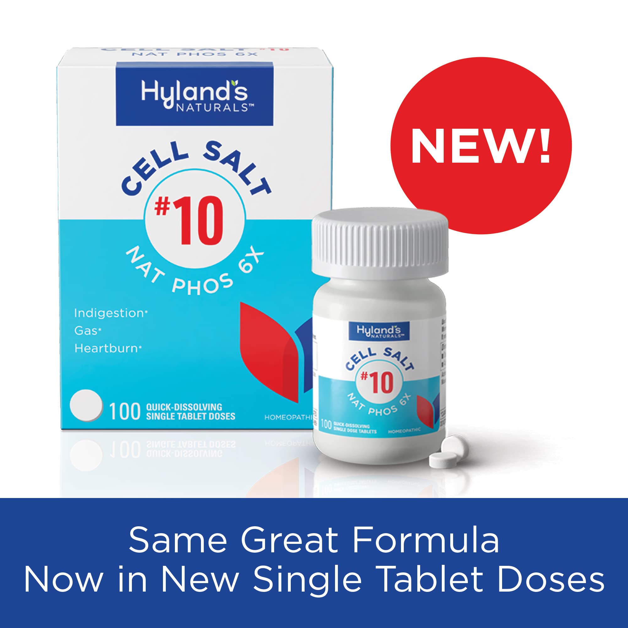 Hyland's No.10 Cell Salt NAT Phos 6X Tablets, Natural Relief of Heartburn, Gas, and Indigestion, Quick Dissolving Tablets, 100 Count - Image 3