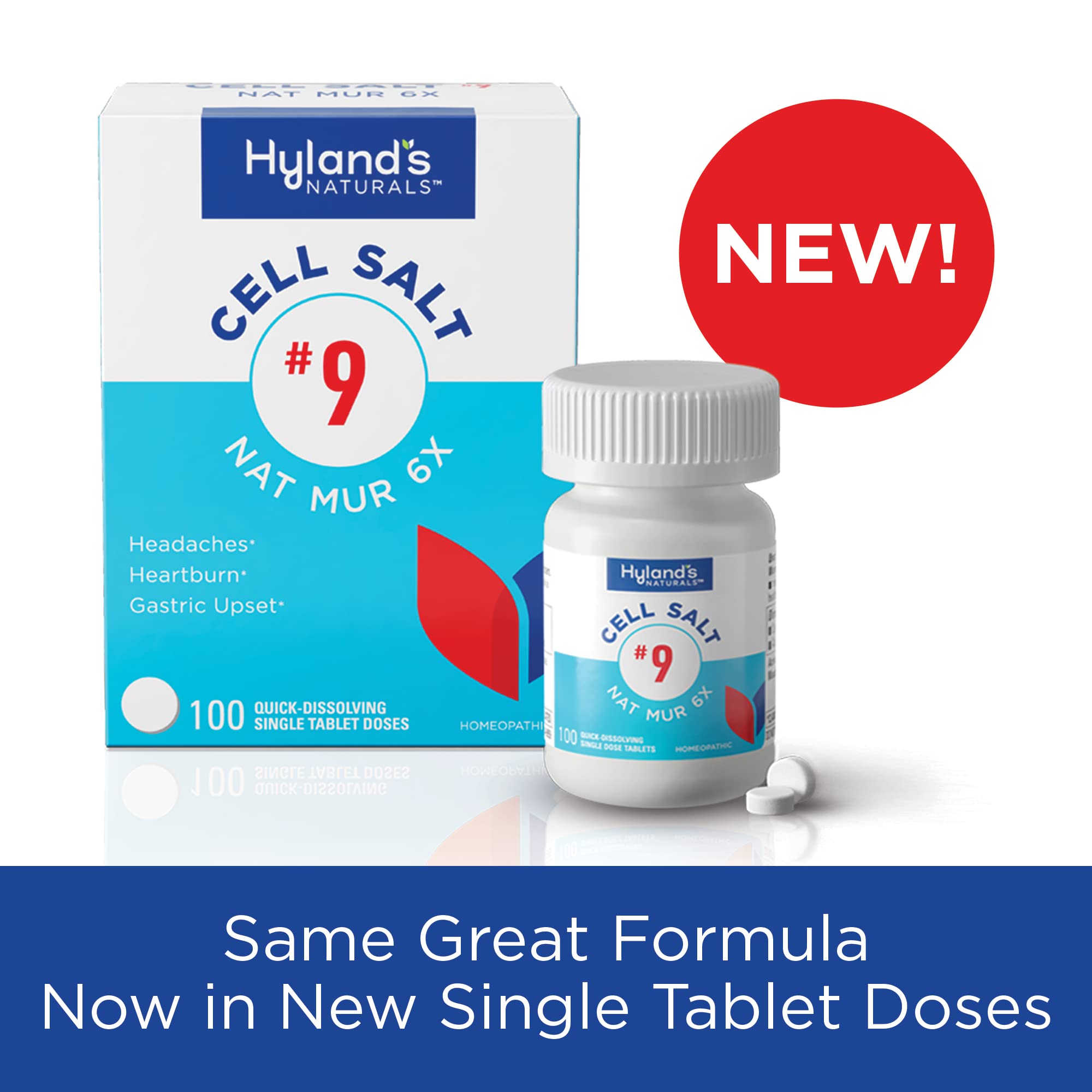 Hyland's No. 9 Cell Salt Nat Mur 6X Tablets, Relief of Headache, Constipation, Heartburn, and Bloating, Natural Remedy for Water Retention, Indigestion, Colds, Gastric Upset, 100 Count - Image 3
